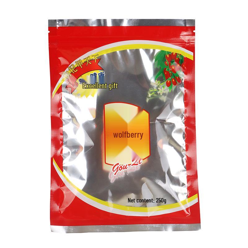 Red Goji Berry Zipper Bags - Self-Sealing Plastic Packaging for 100g, 250g, 500g