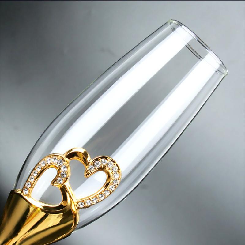 Kristall-Champagnergläser, Hochzeitskelche, Rotweingläser, europäische Sektgläser für den Haushalt, goldene Gläser