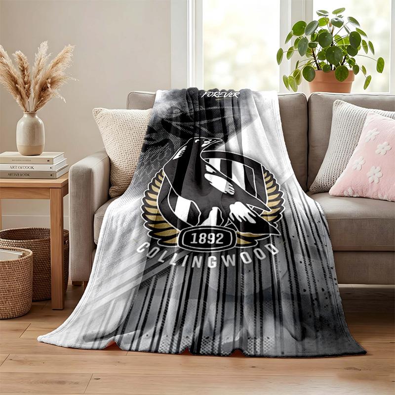 Collingwood Football Club Decke Flanelldecke Weich Gemütlich Plüsch Überwurf für Sofa Bett Leichte Heimdekoration Geschenke für Weihnachten verschiedene Feiertage