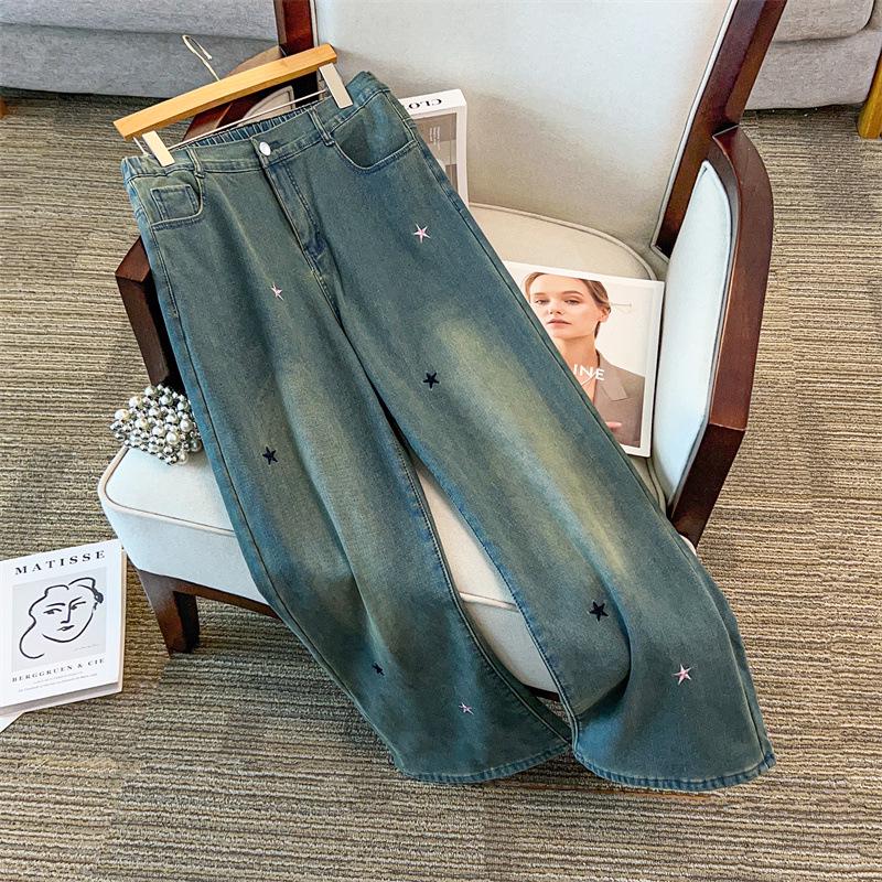 Damen-Denim-Hose in Übergröße mit hoher Taille - Lässig, Schlankmachend & Lockerer Schnitt