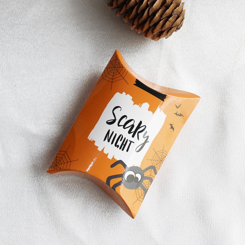 10/20pcs Halloween Pillow Shaped Candy Box Gift Box, Halloween Pumpkin Boo Ghost Witch Gift Box