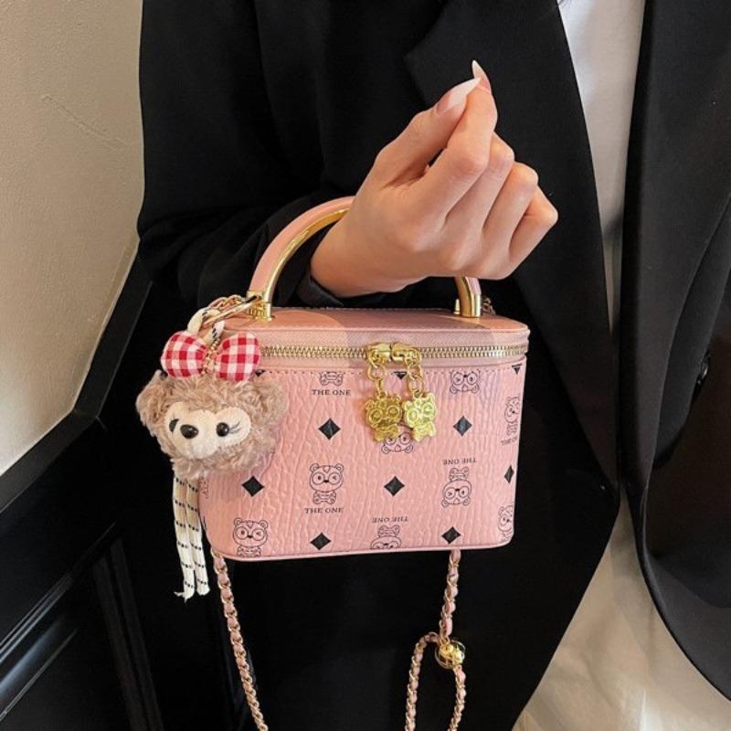 Fashion popular portable box bag women's soft leather retro printed shoulder bag versatile commuter chain messenger bag