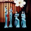 Retro Vacker Kvinnlig Konstskulptur Kinesisk Stil Cheongsam Skönhetsdam Figurer Keramiska Hantverk Bokhylla Entré Dekoration Prydnader