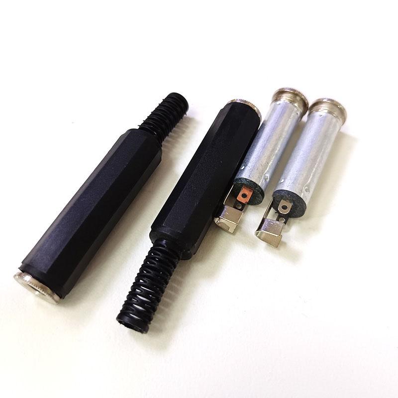2pcs Audio Metal 6.35mm 6.5 female 1/4 " socket 2 3 pole mono stereo jack connector plug solder Welded adapter 6.35 6.5mm for KTV