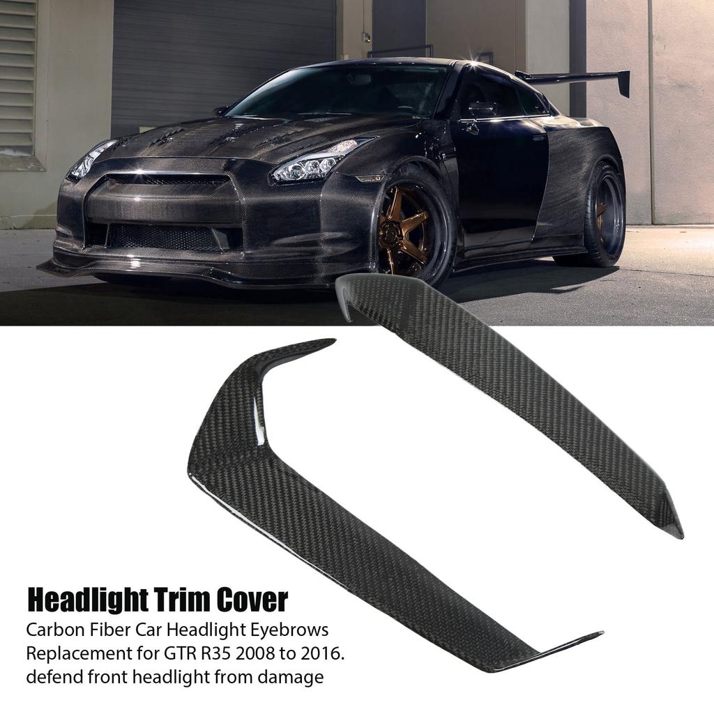 Fibre de Carbone Phares de Voiture Sourcils Paupières Anti Oxydation Remplacement pour GTR R35 2008 à 2016
