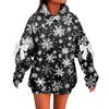 Ladies' Christmas Printed Bow Long Sleeved Loose Fitting Headband With Rope Hooded Sweatshirt Top