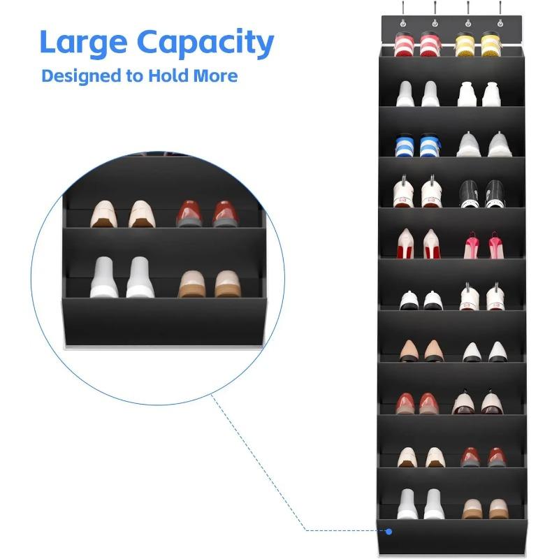 10 Tiers Large Over the Door Shoe Organizer Hanging Shoe Rack with Deep Pockets for Storage Door Storage Solution