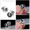 1Pc Punk Black Stainless Steel Round Stud Earrings Women Men Gothic Tunnel Barbell Dumbbell Earings Ear Piercing Zircon Gifts