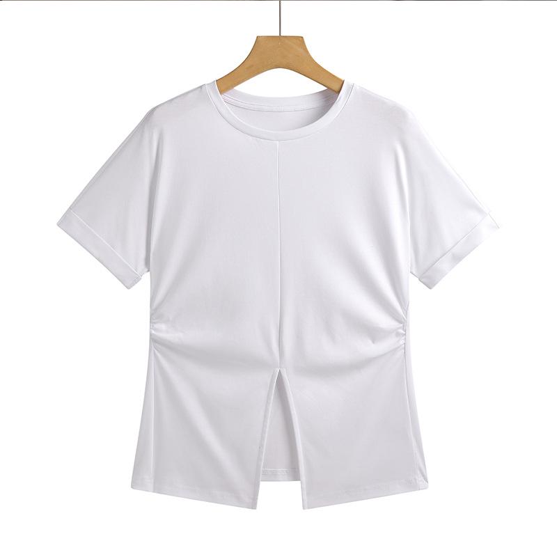 

Вдохновленный 1980-ми укороченный топ из мерсеризованного хлопка с подвернутыми рукавами и разрезом Large белый