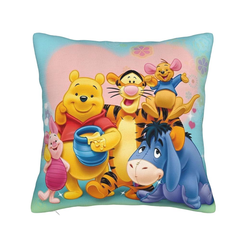 Winnie The Pooh And Tigger Square Pillow Cases Cute Bee Cushion Cover Customized Zipper Decor Pillowcase for Home
