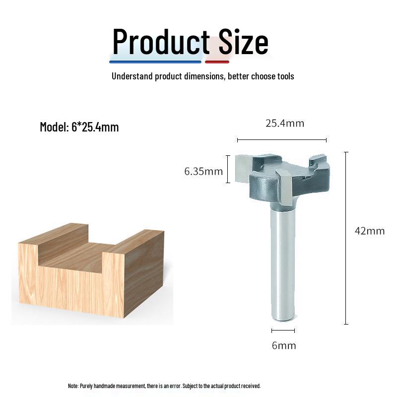 

1/4 Shank T-Slot Milling Cutter, 6-Pattern, Black Alloy, Three-Flute, for Woodworking