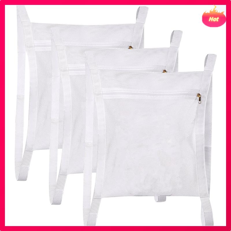 3 ks Sušicí sáček do sušičky, Síťované sáčky Honey Comber se zipem a popruhem na boty, Opakovaně použitelný nástroj na praní