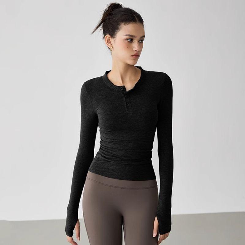 

Mitaogirl Yoga Clothes Long Sleeves T-shirt Female Spring and Autumn Slim Fit Slim Looking Sports Tops Pilates Training Workout Clothes Black S(Suggested 40.00 kg-45.00 kg)