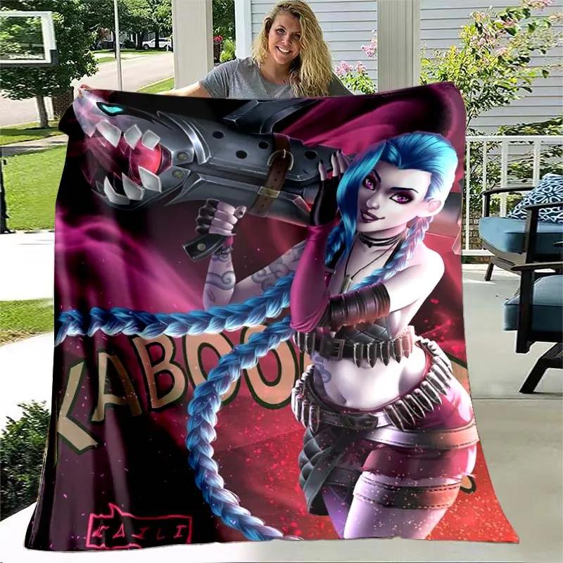 Arcane Throw Blanket Lol League of Legends Soft Cover Lightweight Warm Anime Cartoon Game Flannel Blanket for Kids' Room Bedroom