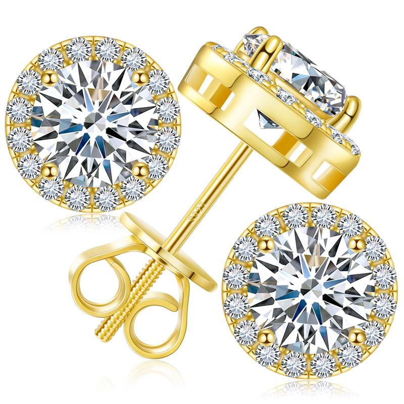 Orecchini Rotondi in Argento 925 con Moissanite da 0,1-4 Carati Fidanzamento Matrimonio Quotidiano Festa Viaggio Gioielli Regalo di Natale Per Donne