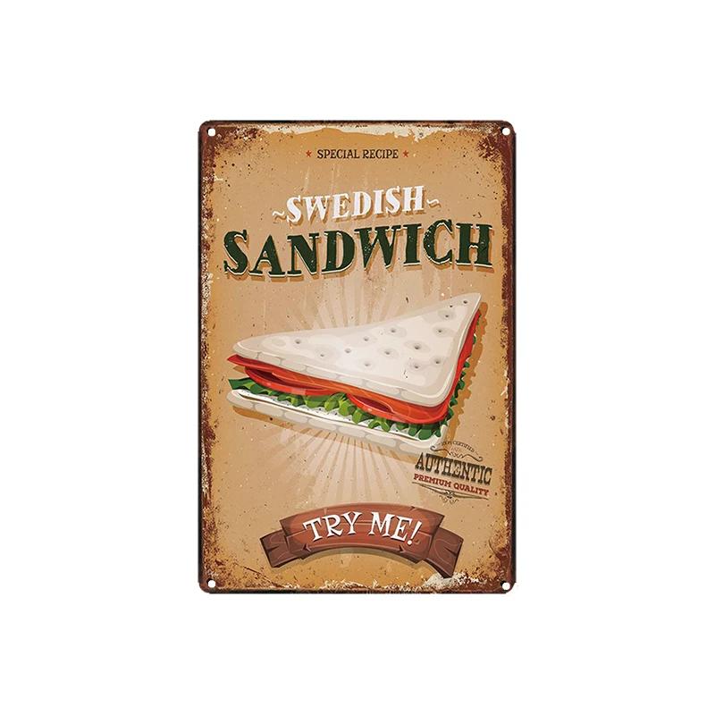 Menu Rychlého Občerstvení Kovová Plechová Znamení Sendvič Zmrzlina Burger Restaurace Plakát Domácí Kuchyně Železná Deska Nástěnná Malba Kavárna Nástěnná Dekorace Plaketa