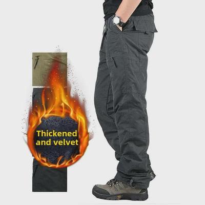 Dicker Outdoor-Overall aus Samt für Herren: Warme Baumwollhose mit geradem Bein und mehreren Taschen für Herbst und Winter