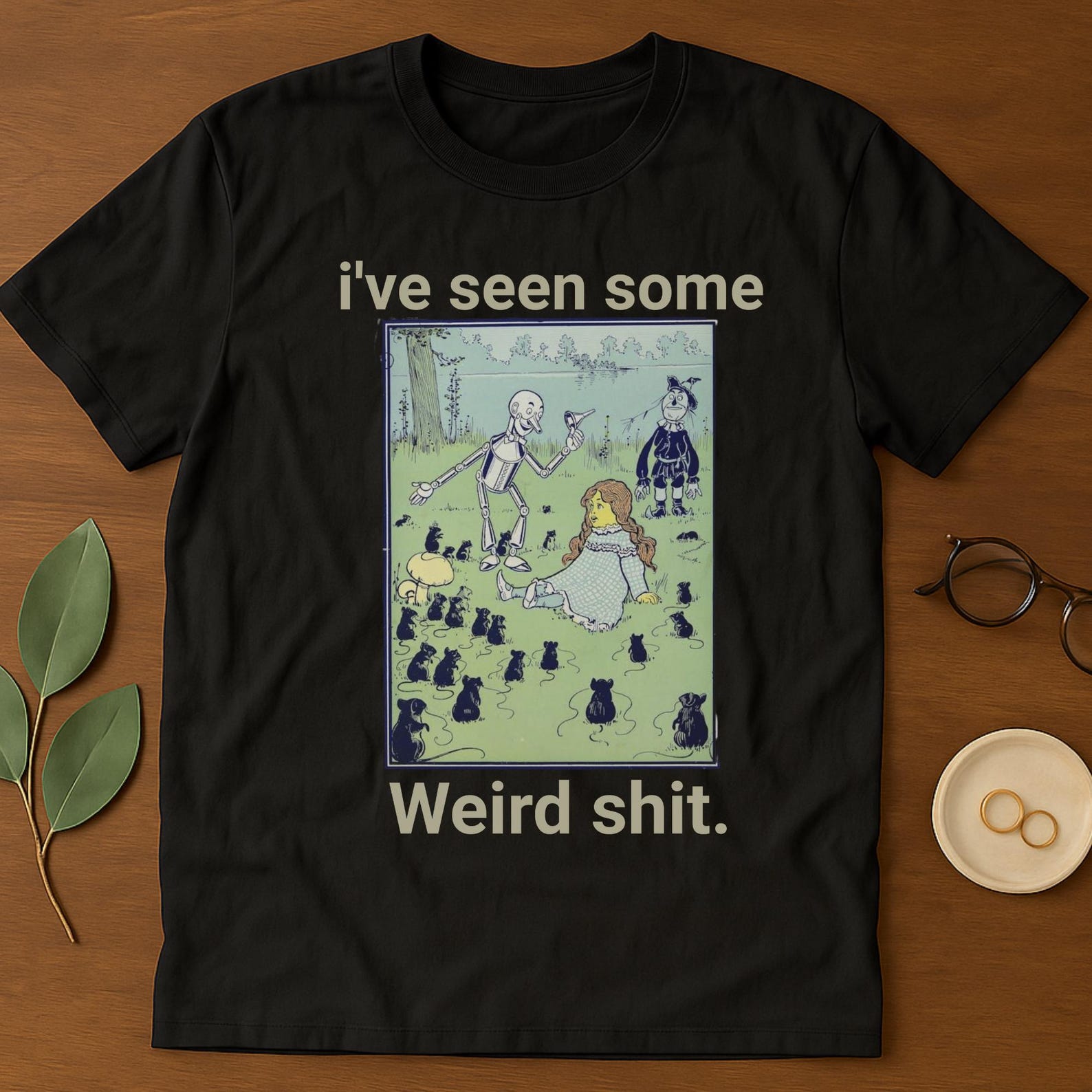 Funny Meme Graphic Tee: Retro Illustration Humor T-Shirt L
