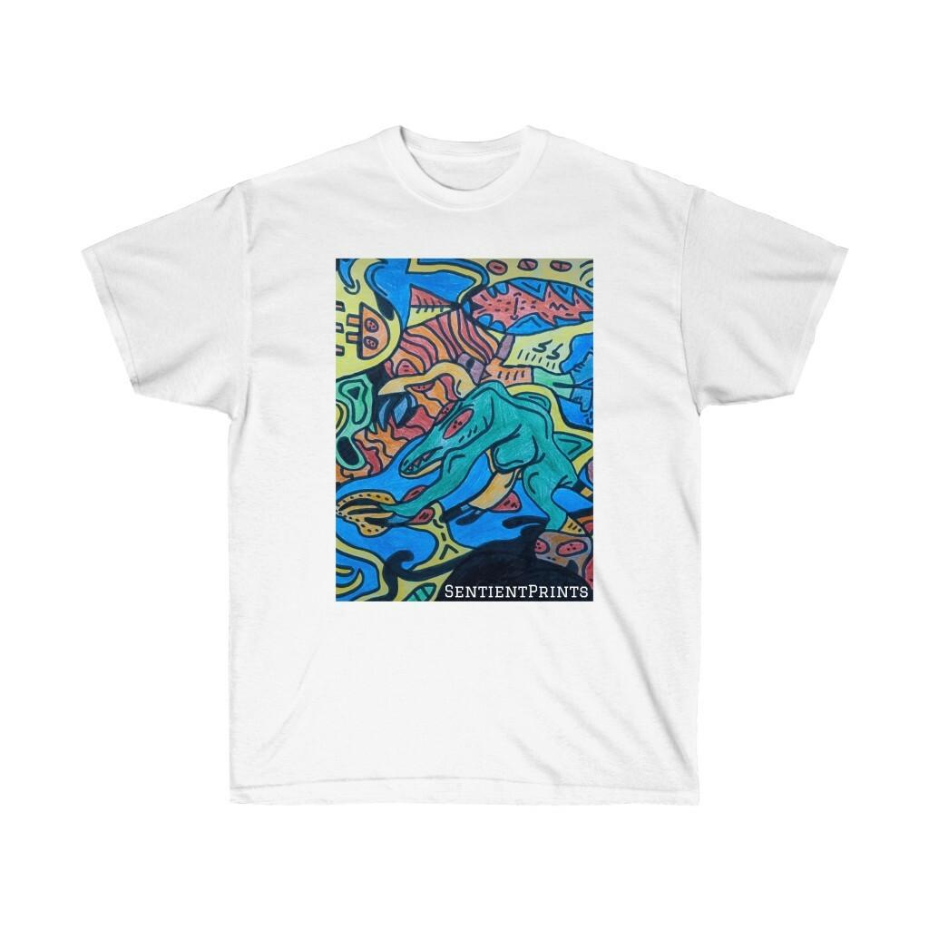 Unique T-shirt Hand-Drawn Unisex Dragon Chili Cotton Tee S разноцветный