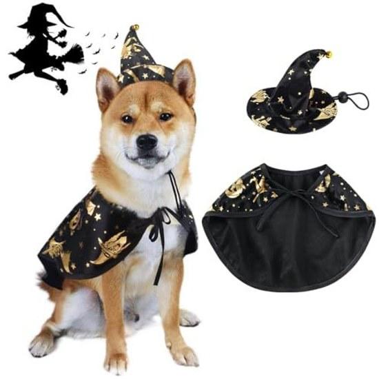 Halloween dog costume hat cape 2-piece set clothing poncho bat devil small medium cat cosplay adjustable