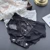 Women's Spring-summer Deep V Careful Machine Ice Screen Yarn Lace Edge Sexy Panties