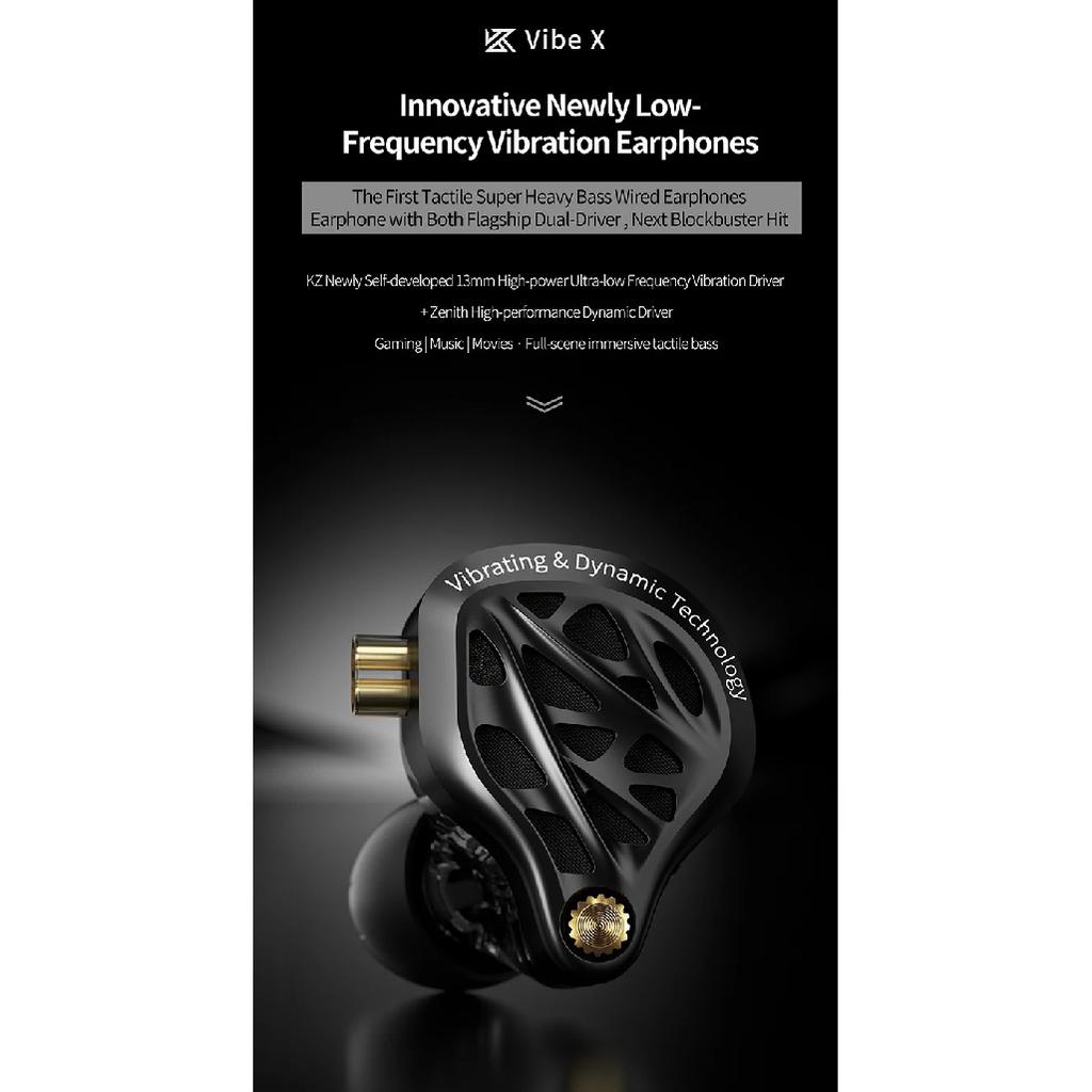 KZ NEW Vibe X Low Frequency Vibration Earbuds HiFi IEM Deep Bass Headset Stereo Sound In-Ear Earphones for Music Gaming