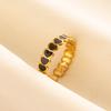 Balck Enamel Gold Plated Heart Fire Evil Eye Stainless Steel Ring Vintage Finger Jewelry Sun Moon Star Rings For Women Men Bague