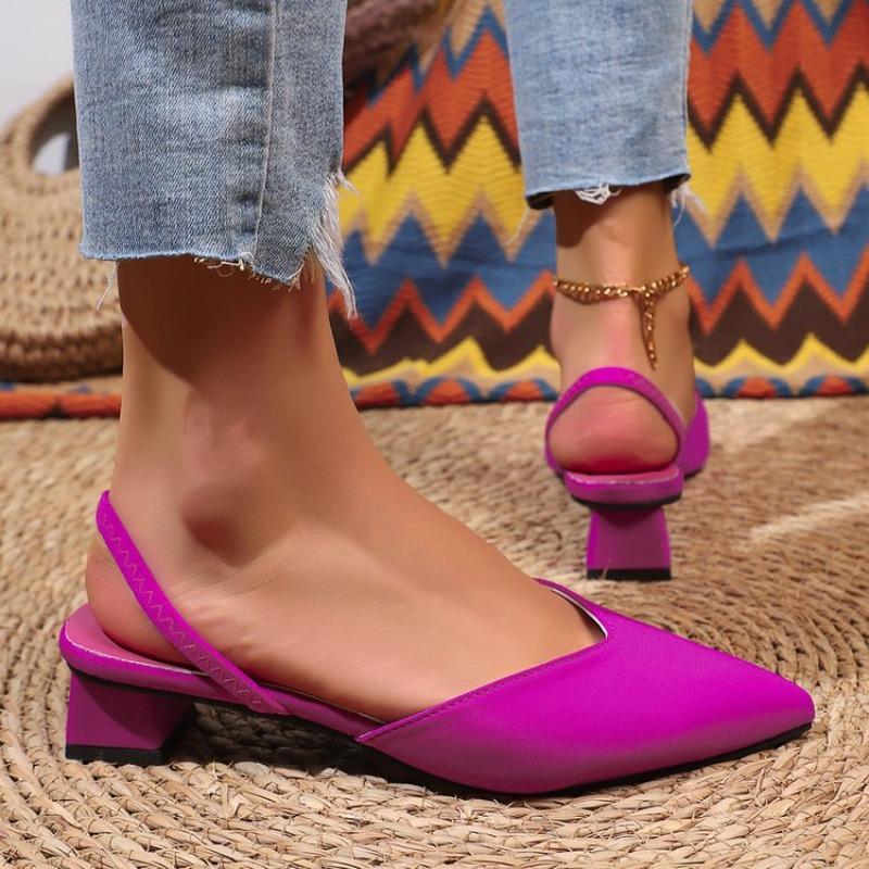 Summer Women Baotou Sandals Fashion 2025 Heels Pumps Female Silk Sexy PointedWomen's Shoes
