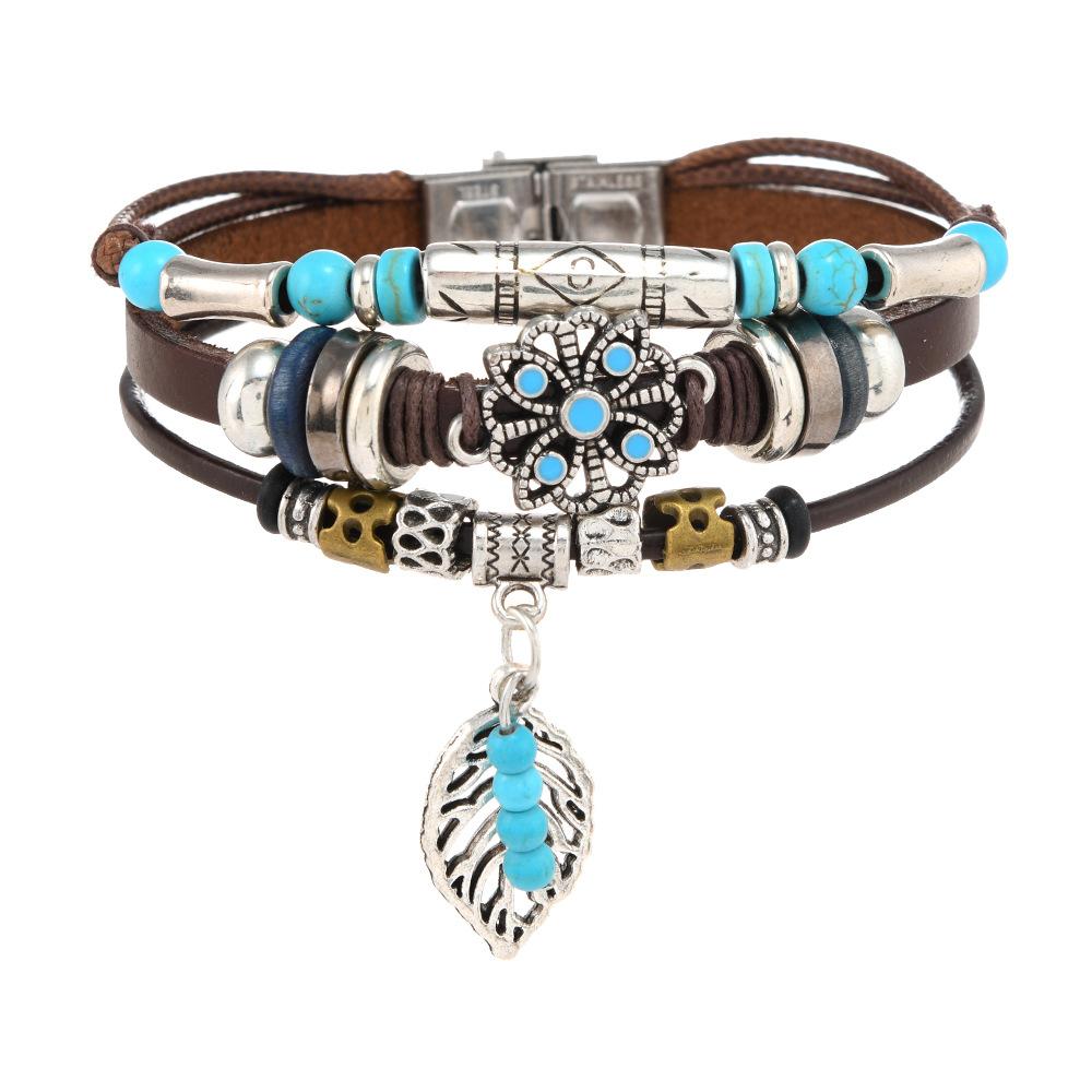 Vintage Viking Style Mens Genuine Leather Bracelet Handmade Craft