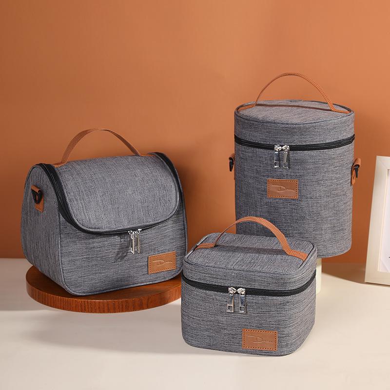 Thickened Insulated Round Lunch Bag - Portable, Large Capacity for Students and Outdoor Use