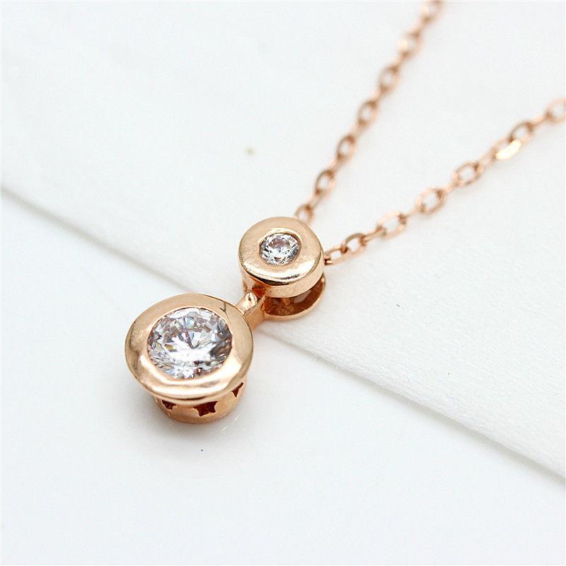 

Изысканное Русское Фиолетовое Золотое Сладкое Ожерелье Простой Цирконий Сверкающий Подвеска Цветное Позолоченное Розовое Золото Цепочка на Ключицу 45+3cm