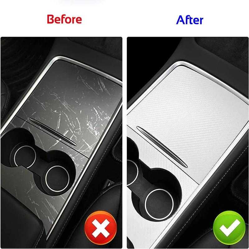 for D7 Model 3 Y 2021-2026 PU Leather Carbon Center Console Cover Protector Panel Protective Film Sticker Car Accessories SH7