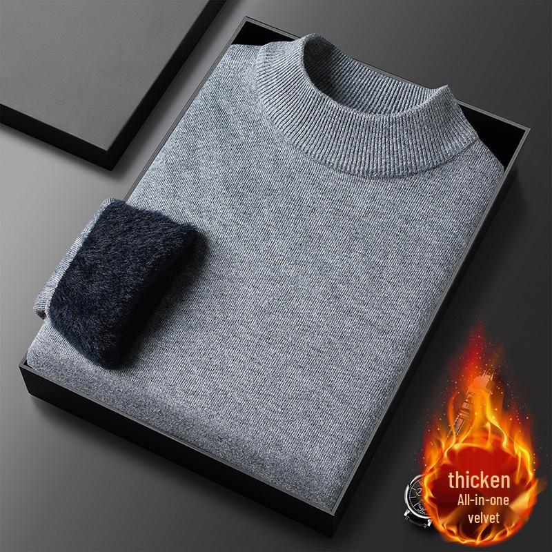 Men s 2025 Autumn/Winter Knitwear: Velvet-Lined, High Collar Sweater Triple XL