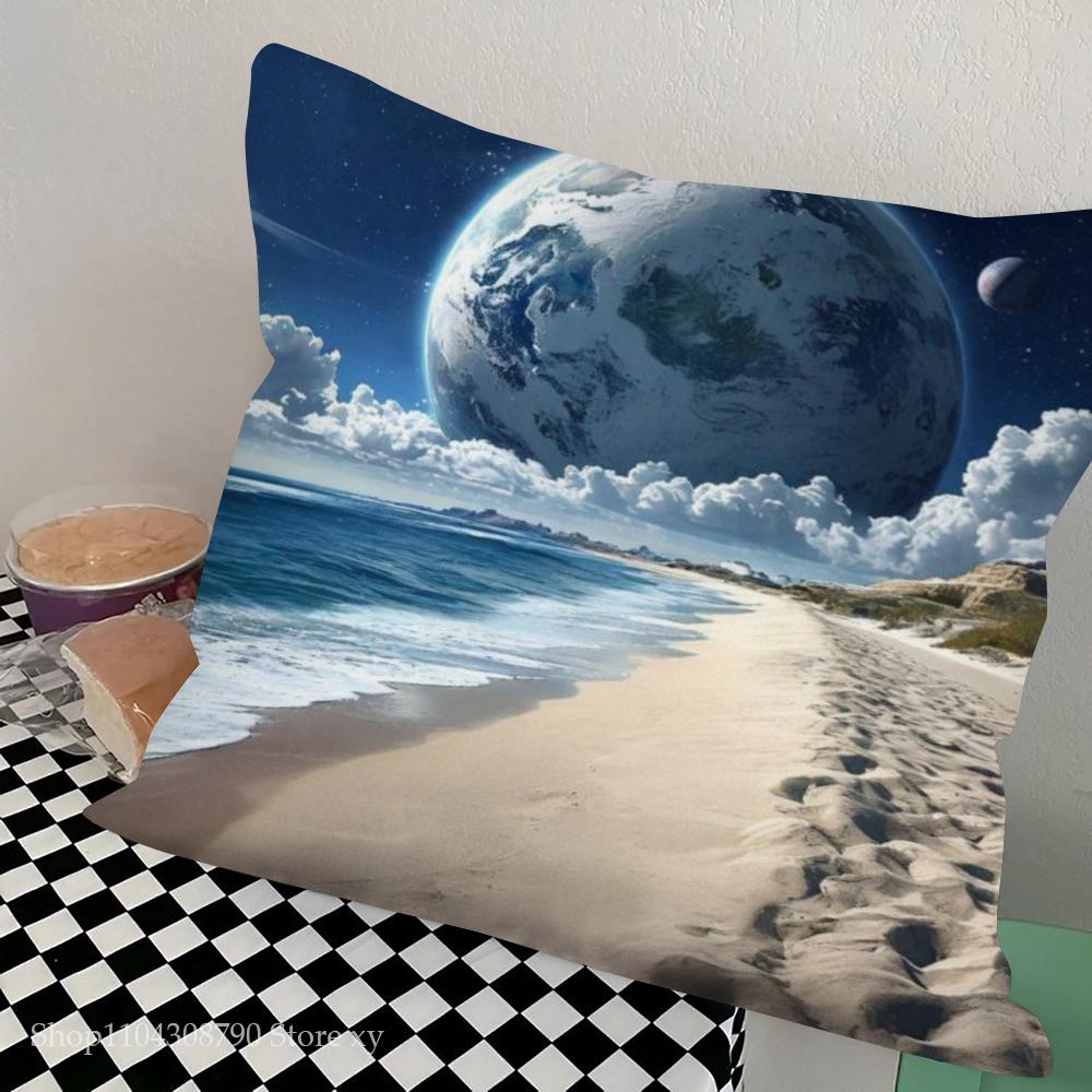 1pc Planets The Solar System Mars Saturn Moon Pillow Case Square Bedroom Sofa Leisure Comfort Cushion Car Living Home Decoration