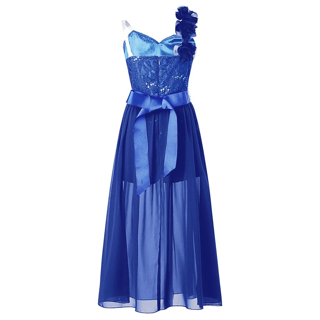 Vestito da Festa con Applicazione Brillante di Perline per Ragazze Tuta con Pizzo e Paillettes Romper con Sovrapposizione in Chiffon Vestito per Compleanno e Ballo di Fine Anno