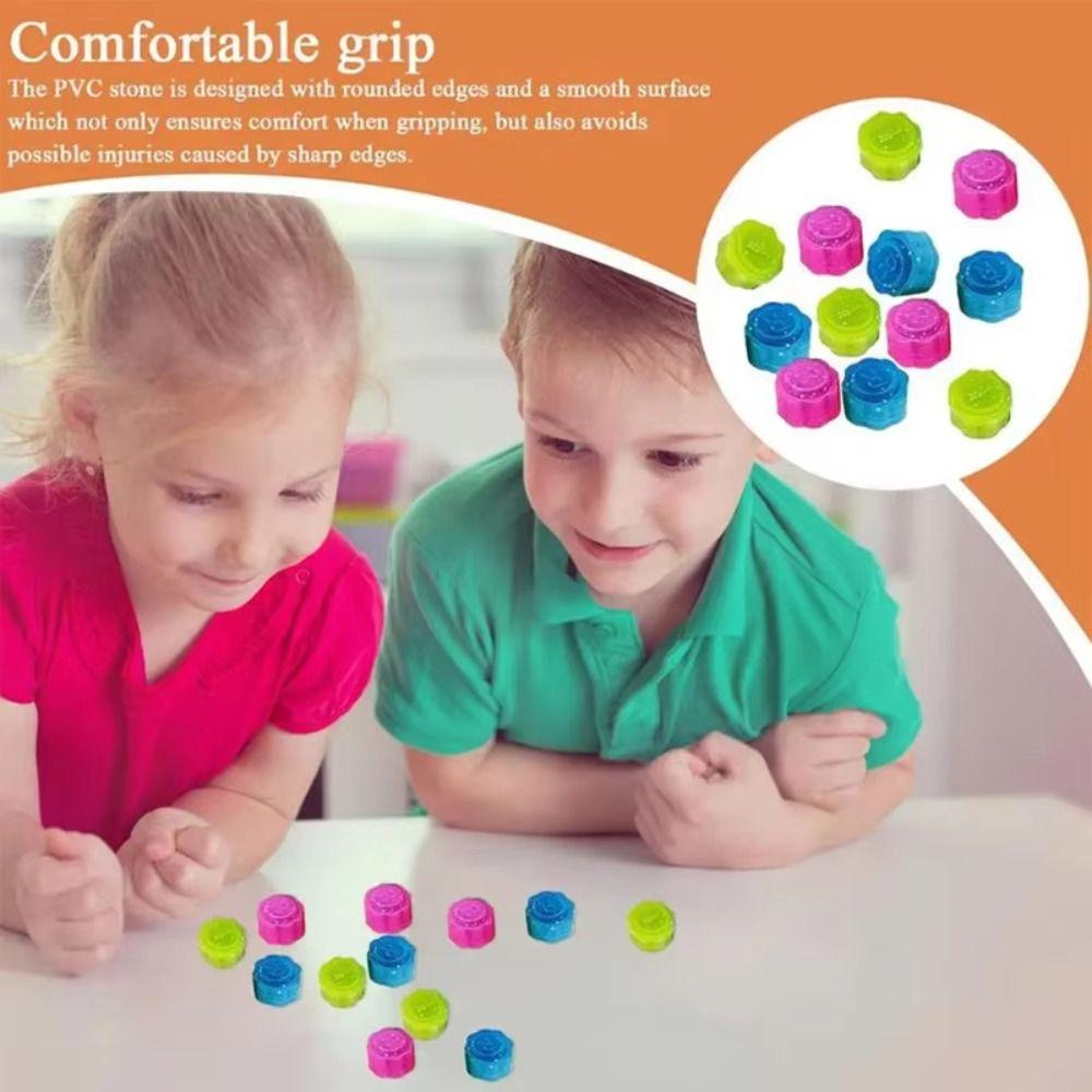 

12pcs/set Polyhedral Gonggi Jack Stones Pebbles Set Double-Colors Playing Stones Toy Play Home 1 set