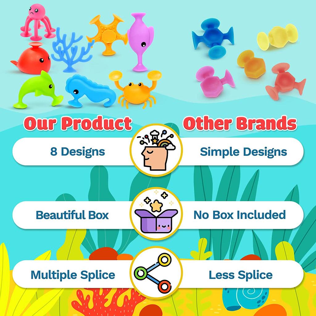 Baby Rubber Bath Toddle Toys Ocean Animal Suction Cup Bath Pool Baby Sharks Toys Parent-child Interaction Educataional Toy