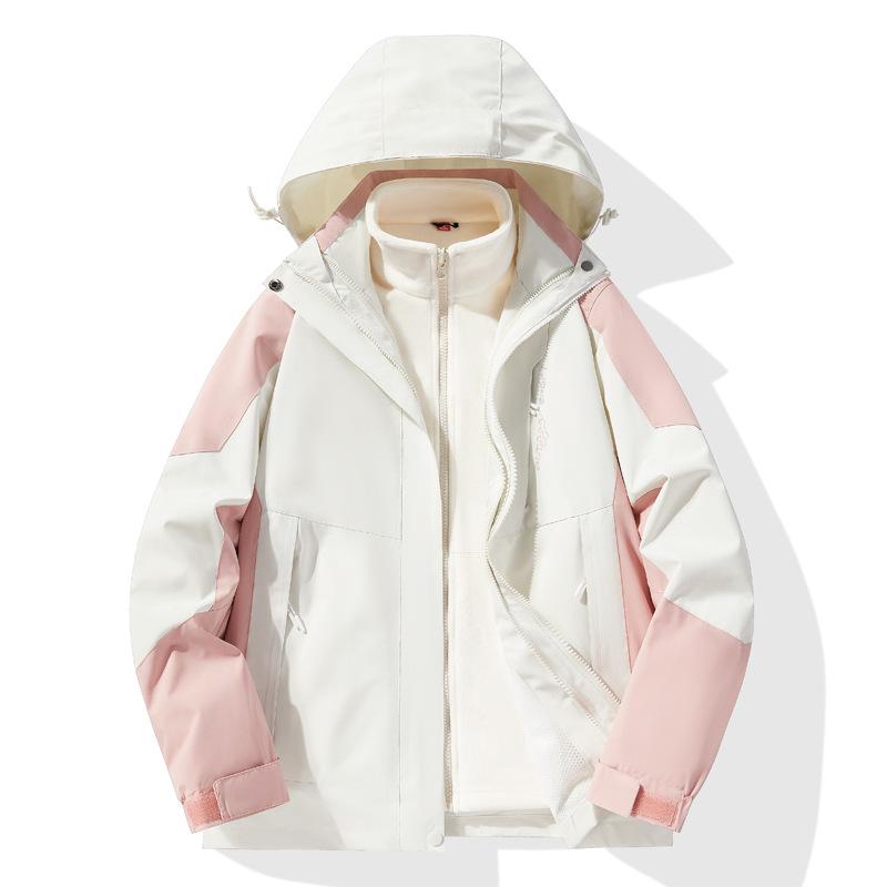 Outdoor Mountaineering Suit Jacket Three-in-one Detachable Wind-proof Waterproof Female Coat Couple Fleece Two-piece Suit