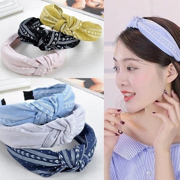 Elegant Knotted Leaf Wide Hairband Girls Fabric Headband Ladies Hair Accessories Band Hoop Beach