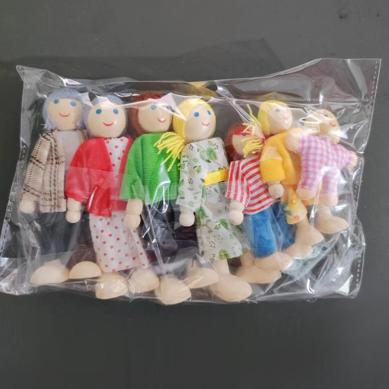 Meble Drewniane dla Dzieci Miniaturowe Zabawki do Zabawy Mini Zestaw Lalek Figurki Rodzina Lalka Humanoidalna Dom Dzieci Chłopcy Dziewczynki Udawane Prezenty