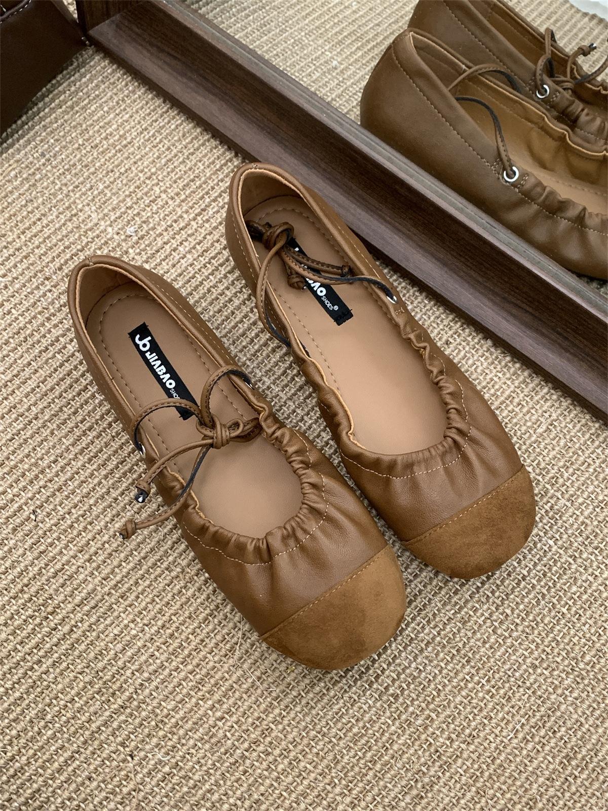 

Fashion IPPEUM Mary Janes Shoes For Women PU Leather 2025 New Fashion Ballet Flats Soft Flat Ballerina Shoes 245 хаки