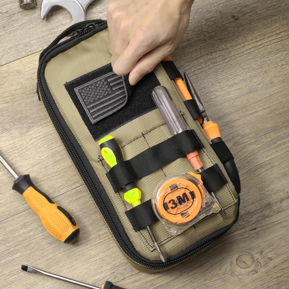 Heavy Duty Small Tool Bag Pouch Portable Utility Organizer Case with Zipper Handle for EDC, Motorcycle, Road Bike, Electricians