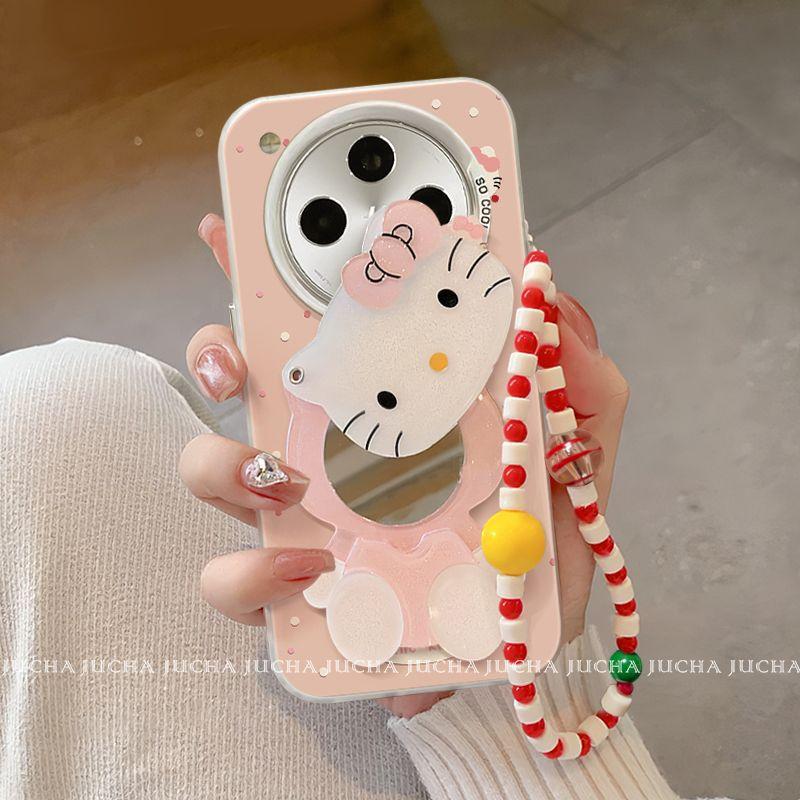 Applicable To Oppofindx8 Mobile Phone Case Cartoon Female OPPOfindx7ultra with Lanyard Pink KT Cat Mirror