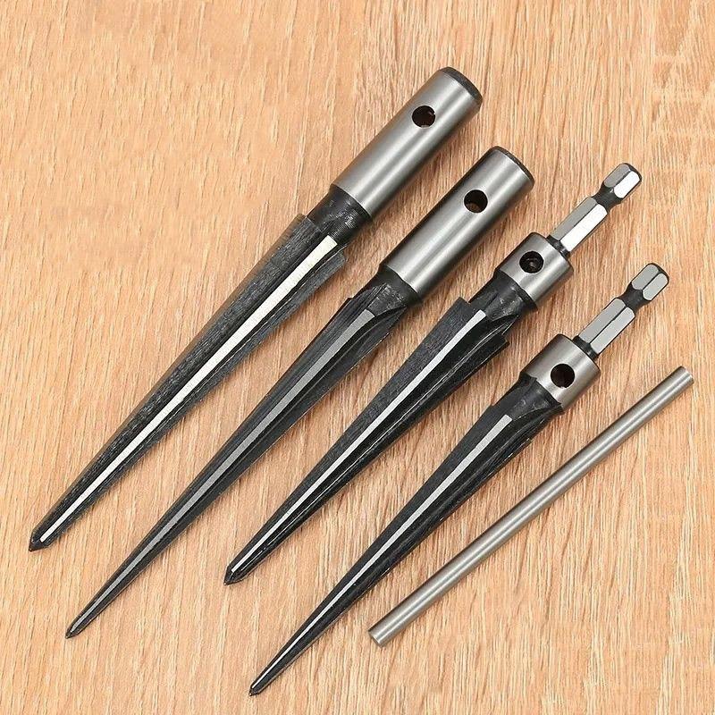 T-handle Taper Reamers for Woodworking Hexagonal Tapered Hex Reamer Bridge Pin Hole Handheld Conical Reamer Cutting Tool