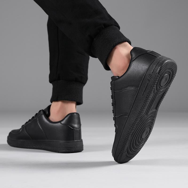 Foreign Trade All-black Board Shoes Men's Extra Large Size 45 Work 46 Casual Flat Bottom 47 Large 48 Leather Men's Shoes