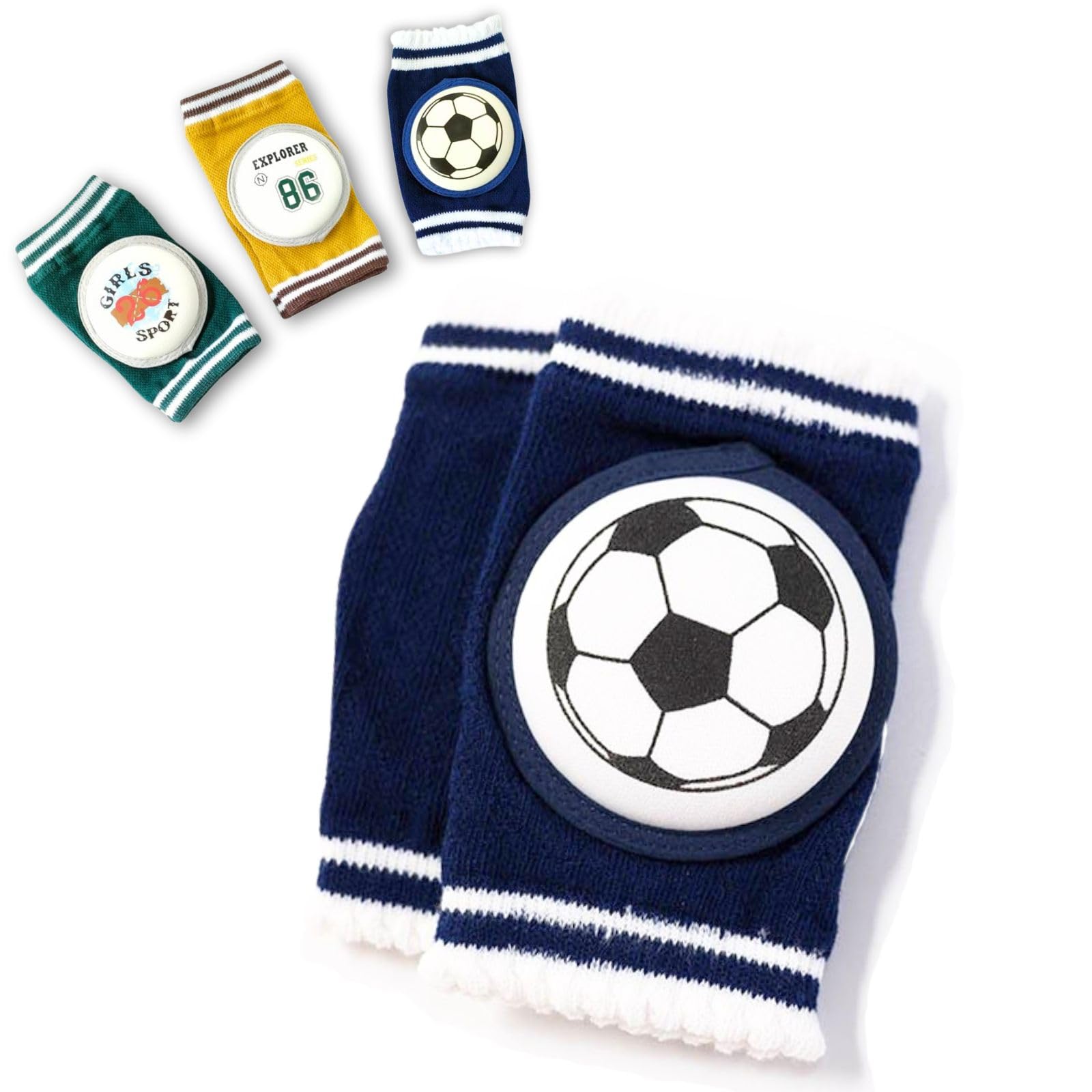 

Trekko Baby Knee Crawling Soft and Ages All Year Leg Sleeves One Size Fits Pads, Support, Plump, 1-3, Round, (Navy, All)