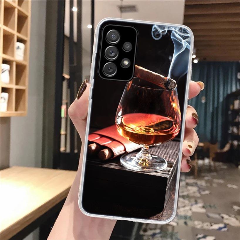 Cigar Whiskey Ice Drink Soft Phone Case For Samsung Galaxy A17 A16 A15 A14 A13 A56 A55 A54 A53 A36 A35 A34 A33 A26 A25 A24 A23 A
