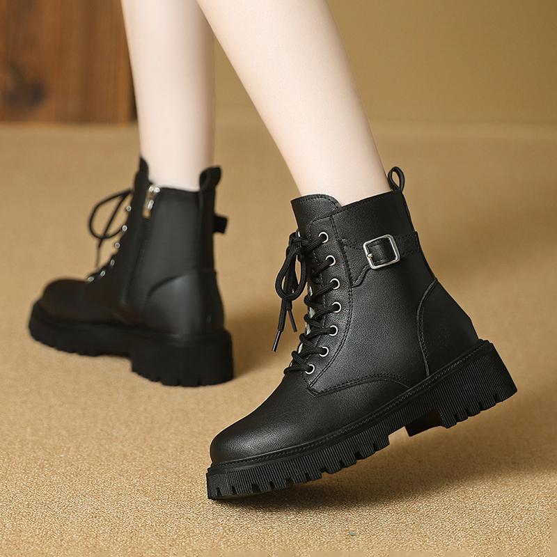 Women’s Winter Boots Fashion Short Boots Girl Black Warm Ankle Boots with Fur Plus Size for Lady
