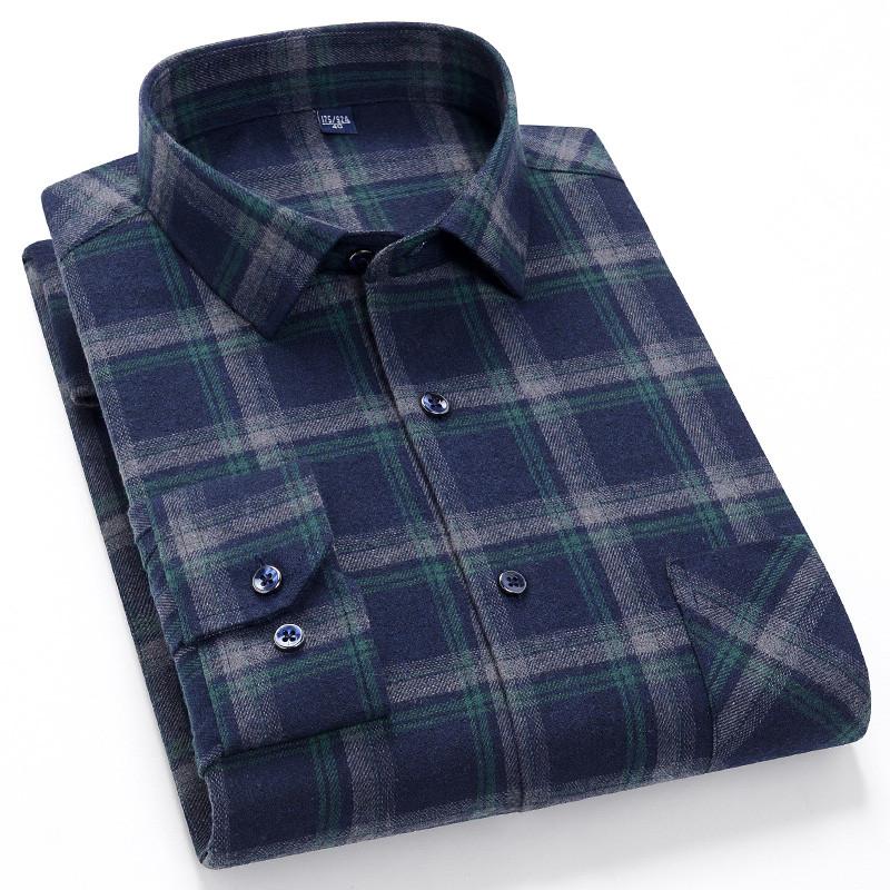 High Quality Men's Autumn New Long Sleeve Shirt Soft Fit British Style Home Leisure 100% Cotton Plaid Stripe Outdoor Travel Tops