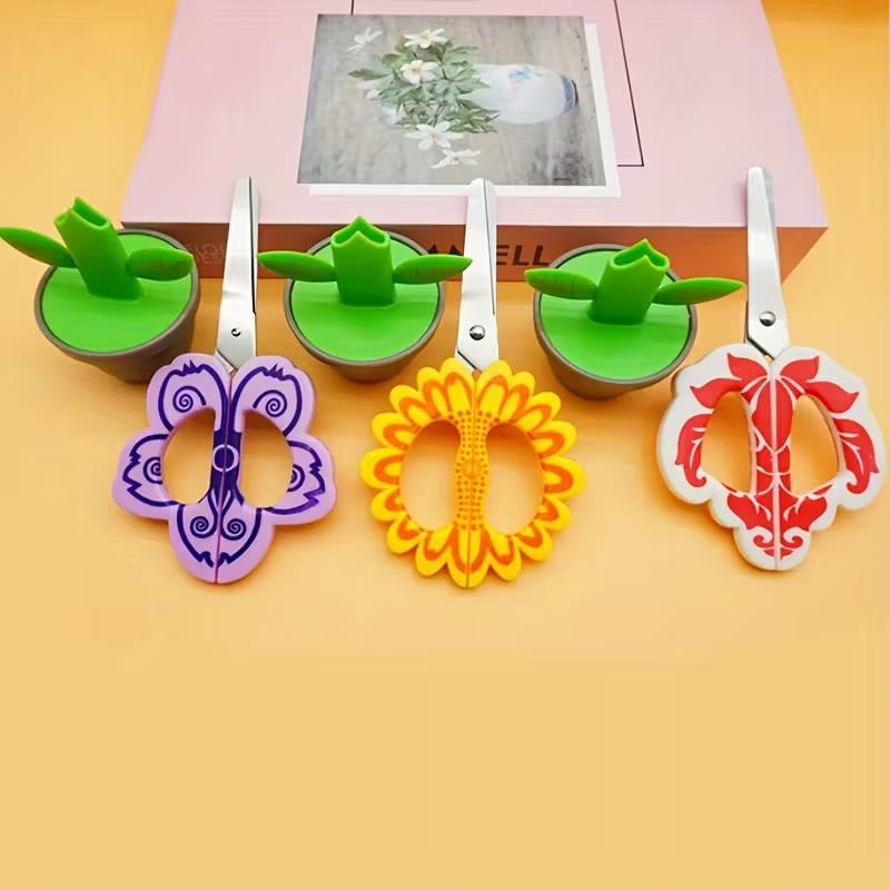 Roztomilé bezpečnostní nůžky ve tvaru květu, vyrobené z ABS pryskyřice, vhodné pro kancelářské a školní potřeby, dekorace na stůl.